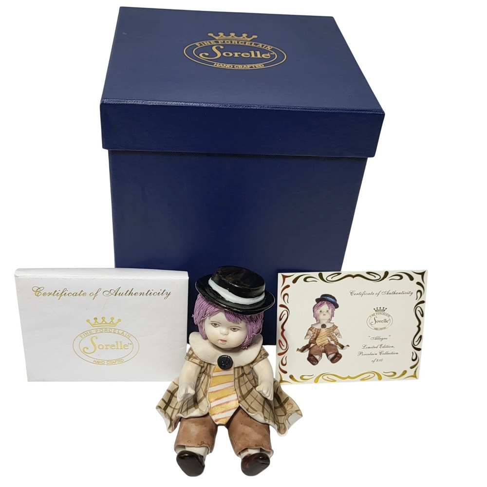 Sorelle Allegro Limited Edition Fine Porcelain Clown Figurine with Box COA 5in